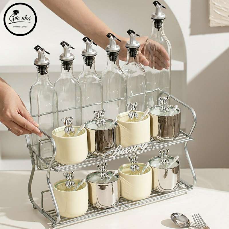 Set gia vị bạc núm gấu Silver Bear set