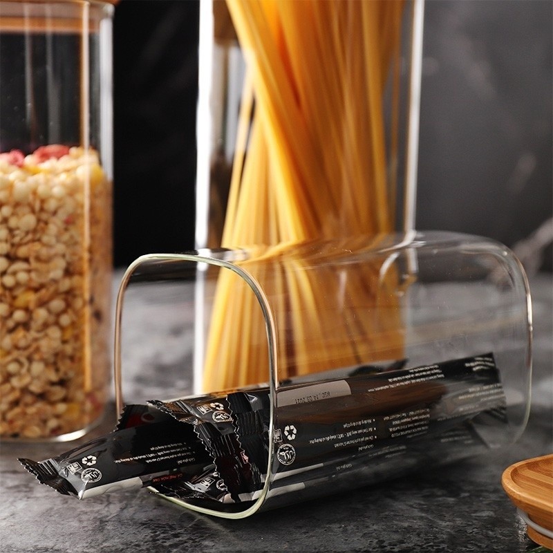 Set 7 Hũ Thủy Tinh Vuông Nắp Gỗ