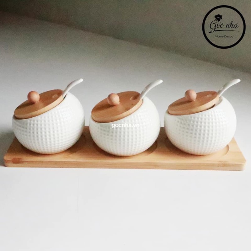 Set 3 Hũ gia vị miệng nghiêng