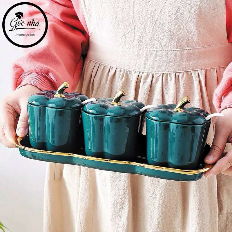 Set 3 hũ gia vị hình ớt chuông