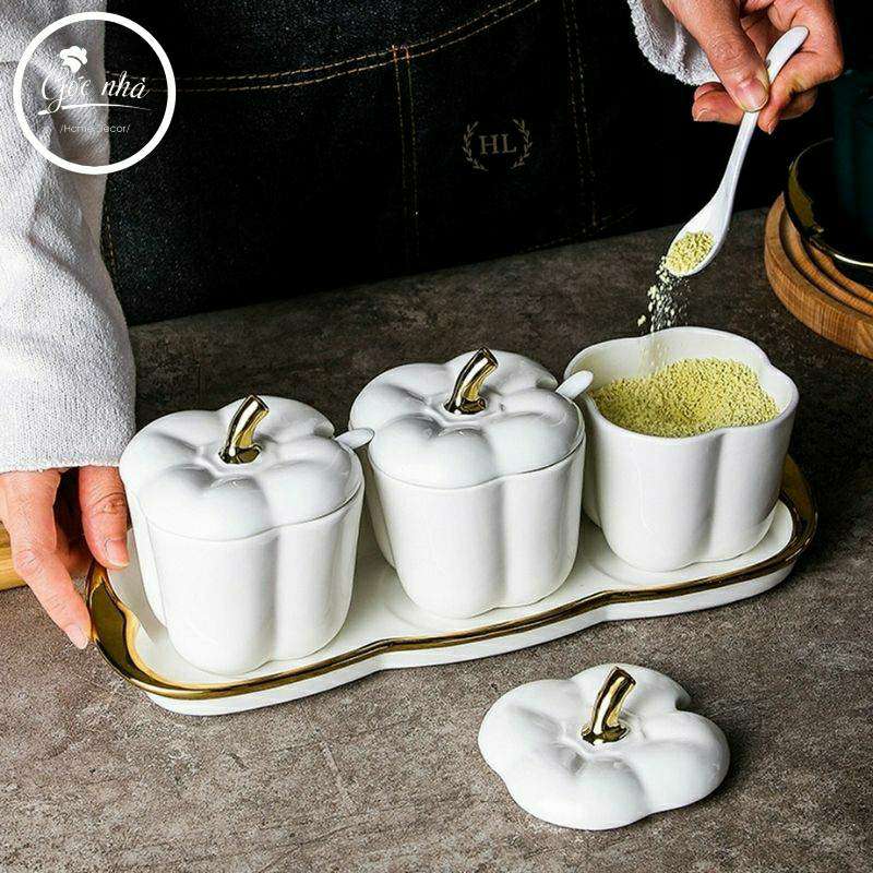 Set 3 hũ gia vị hình ớt chuông