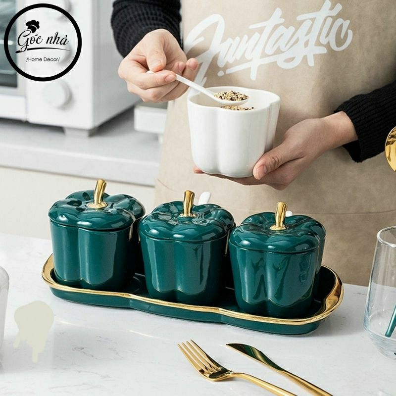 Set 3 hũ gia vị hình ớt chuông