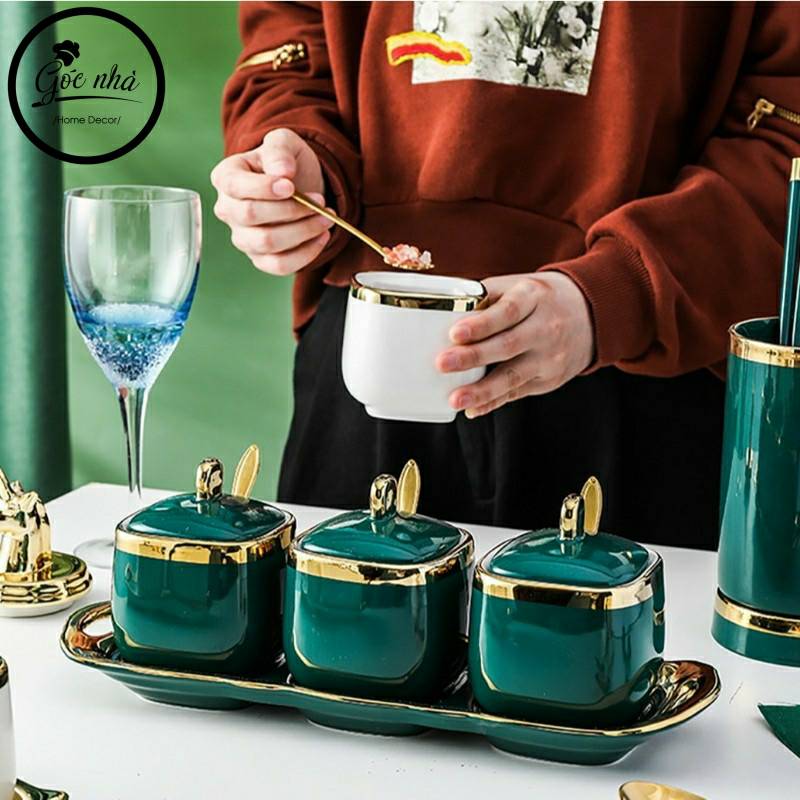 Set 3 hũ gia vị sứ