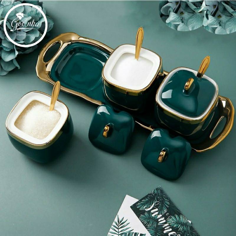 Set 3 hũ gia vị sứ