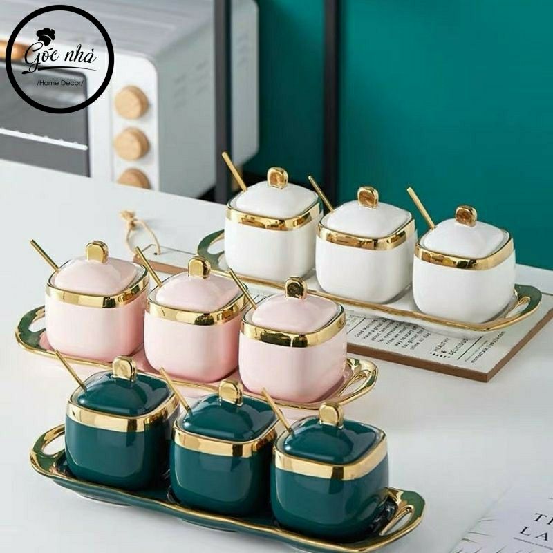Set 3 hũ gia vị sứ