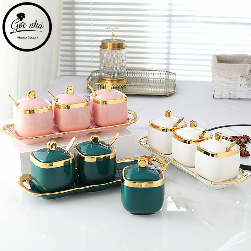 Set 3 hũ gia vị sứ