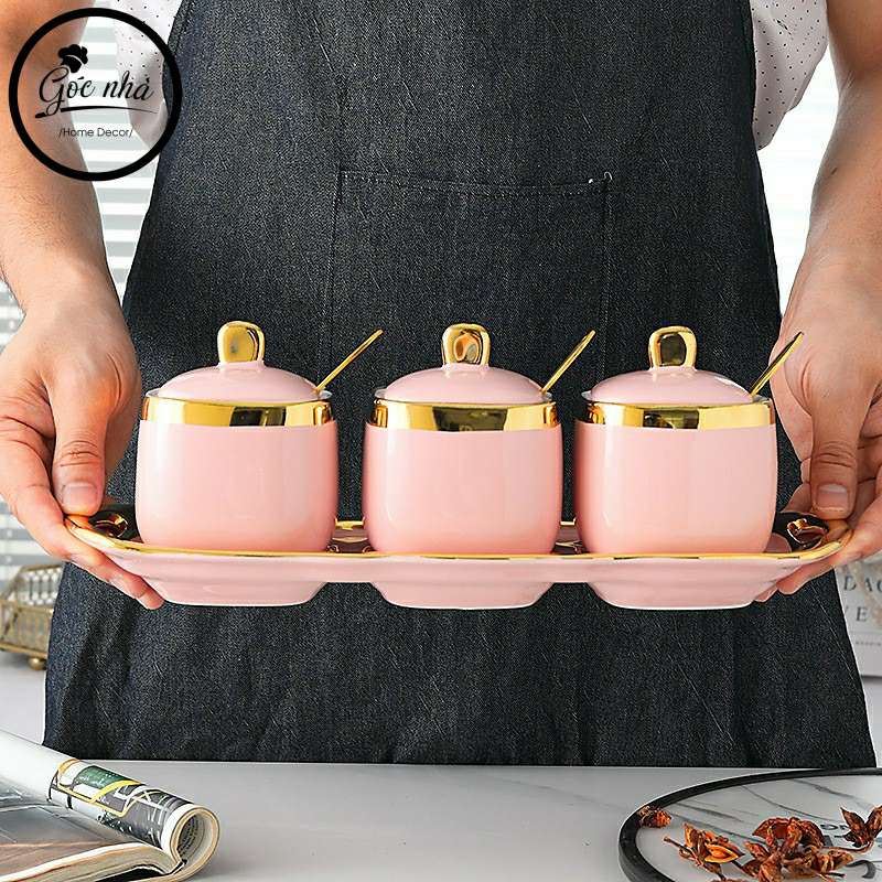 Set 3 hũ gia vị sứ