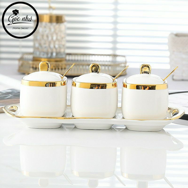 Set 3 hũ gia vị sứ