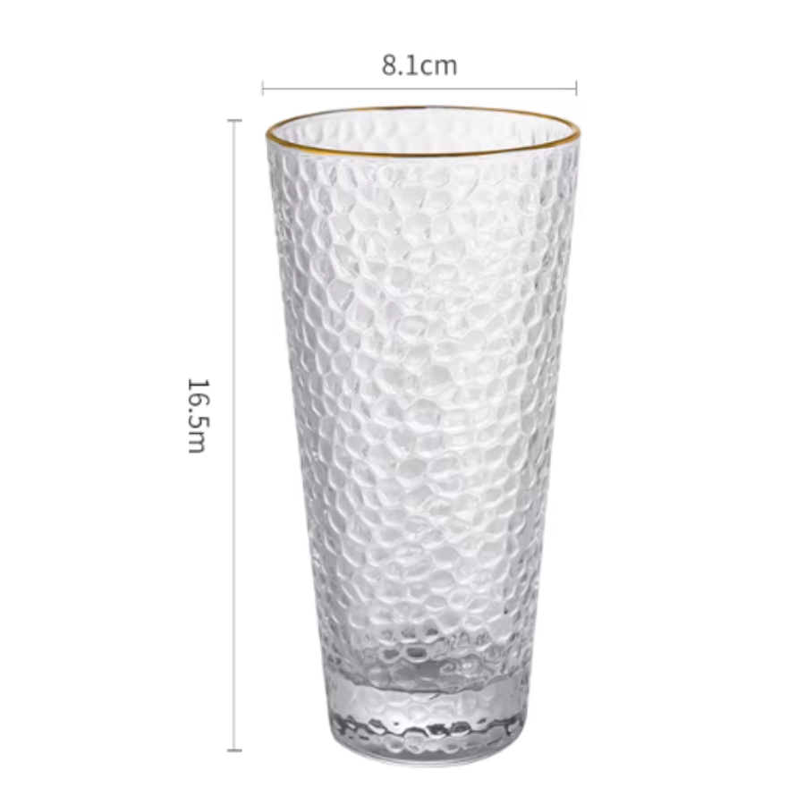Ly Thủy Tinh Vỏ Sần viền vàng