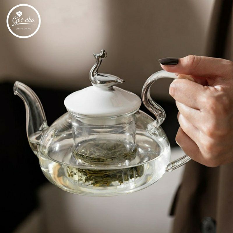 Bộ trà khay tròn Silver peacok