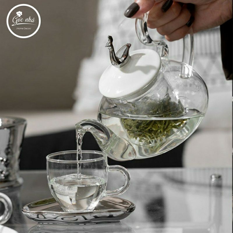 Bộ trà khay tròn Silver peacok