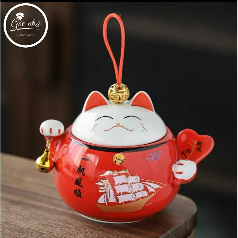 Hũ trà Mèo may mắn