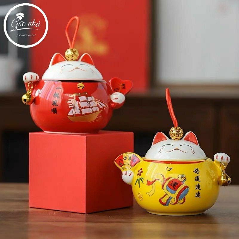 Hũ trà Mèo may mắn