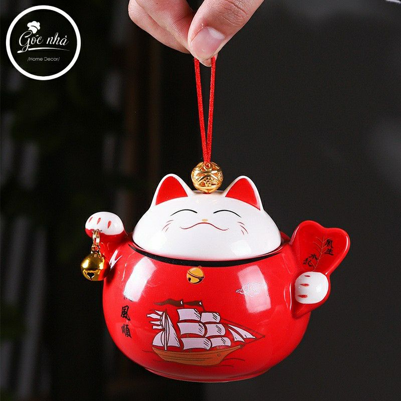 Hũ trà Mèo may mắn