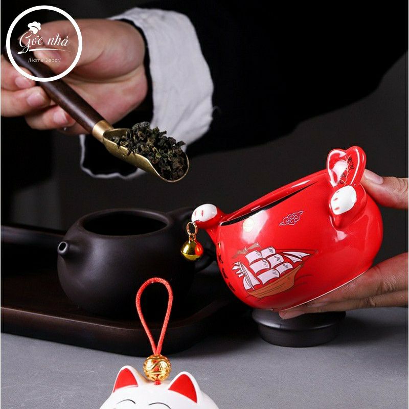 Hũ trà Mèo may mắn