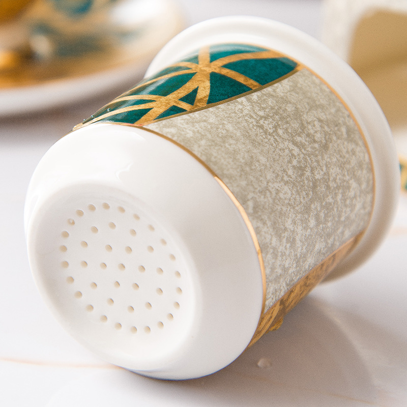 Bộ trà Mosaic vân vàng đế nến