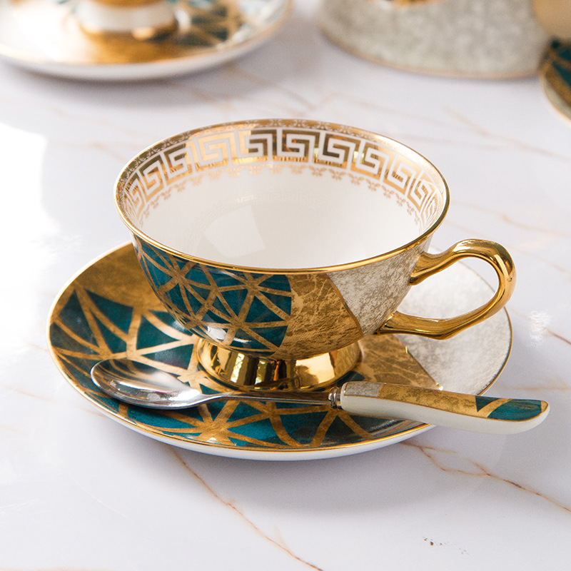 Bộ trà Mosaic vân vàng đế nến