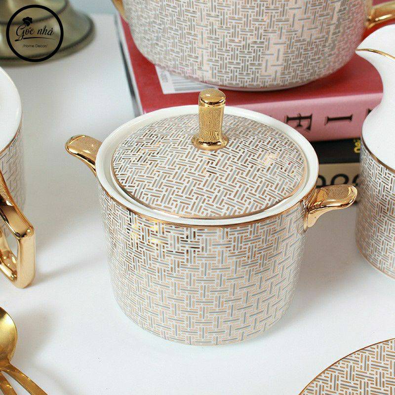 Set Trà Ấm Sứ Xương Lancaster Cao Cấp