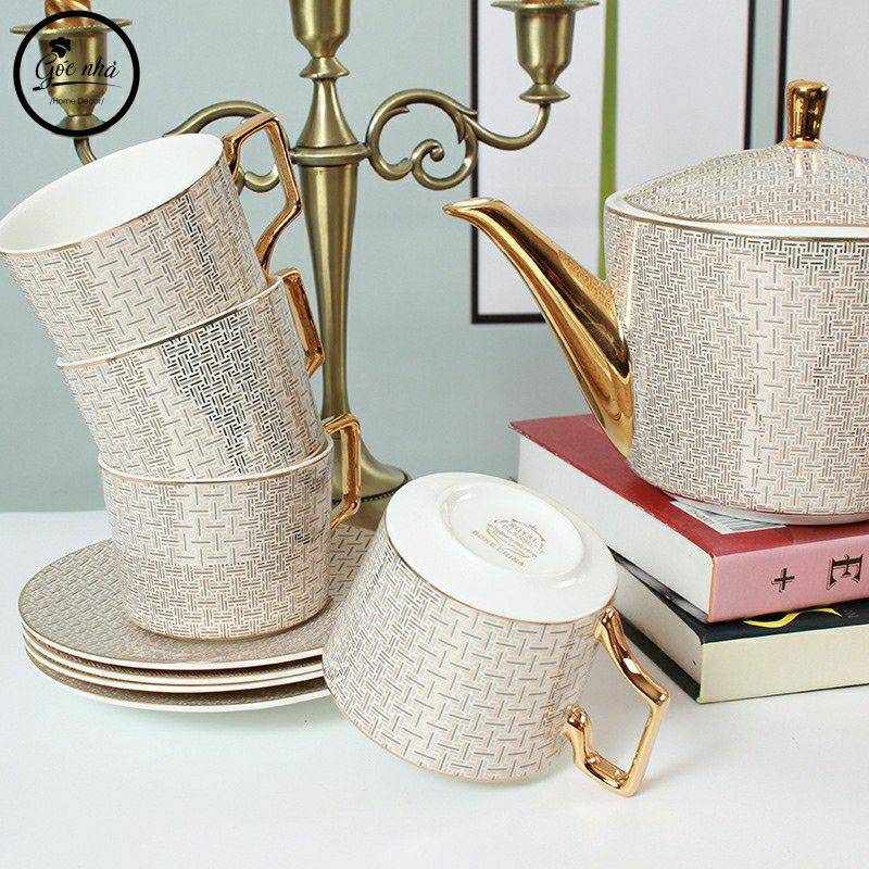 Set Trà Ấm Sứ Xương Lancaster Cao Cấp