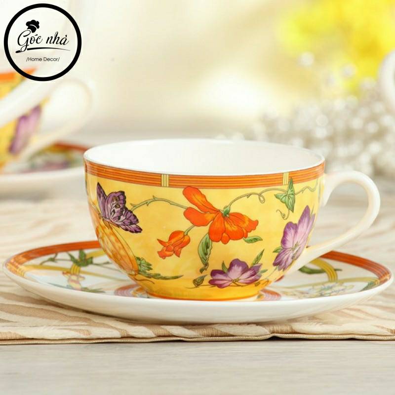 Set tách trà sứ xương Gardenia cao cấp