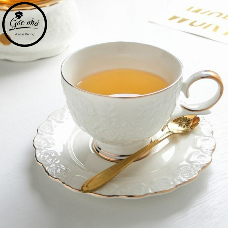 Bộ trà đế đun hoa hổng nổi