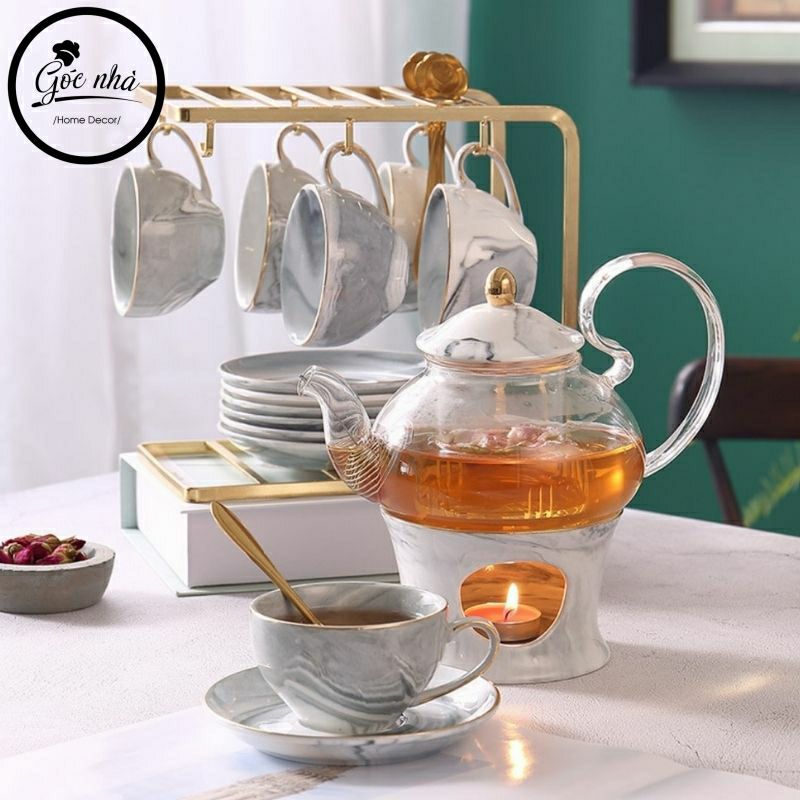 Bộ trà vân đá Marble giá treo