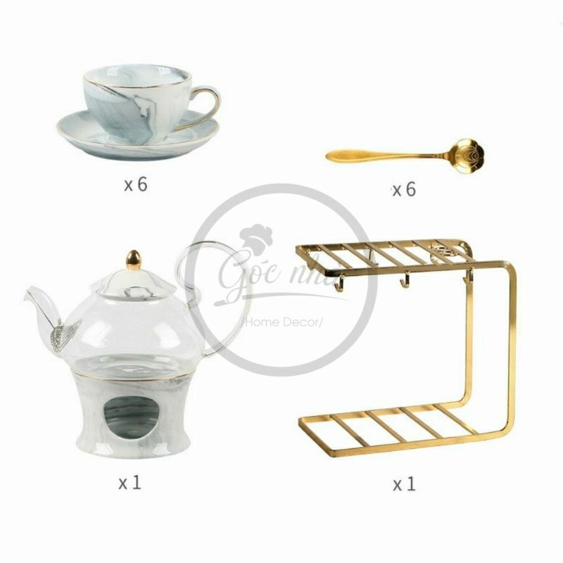 Bộ trà vân đá Marble giá treo