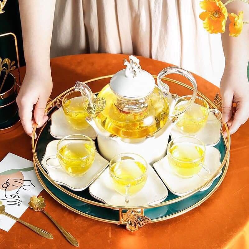 Bộ tách trà "Cánh bướm" đế nến
