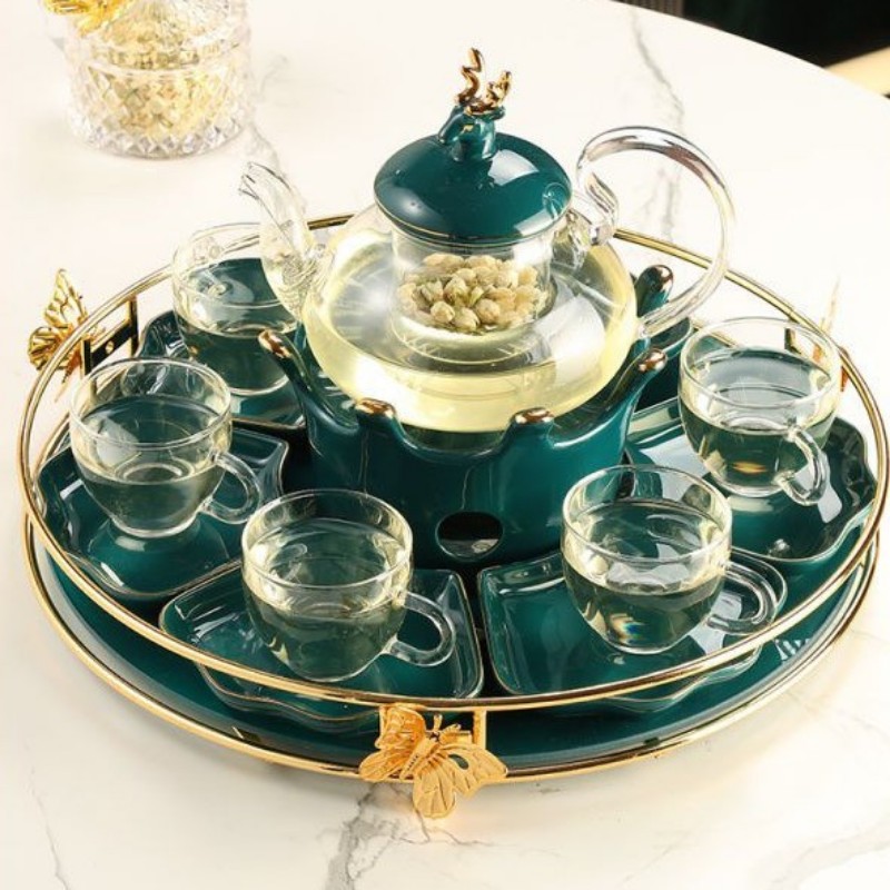 Bộ tách trà "Cánh bướm" đế nến