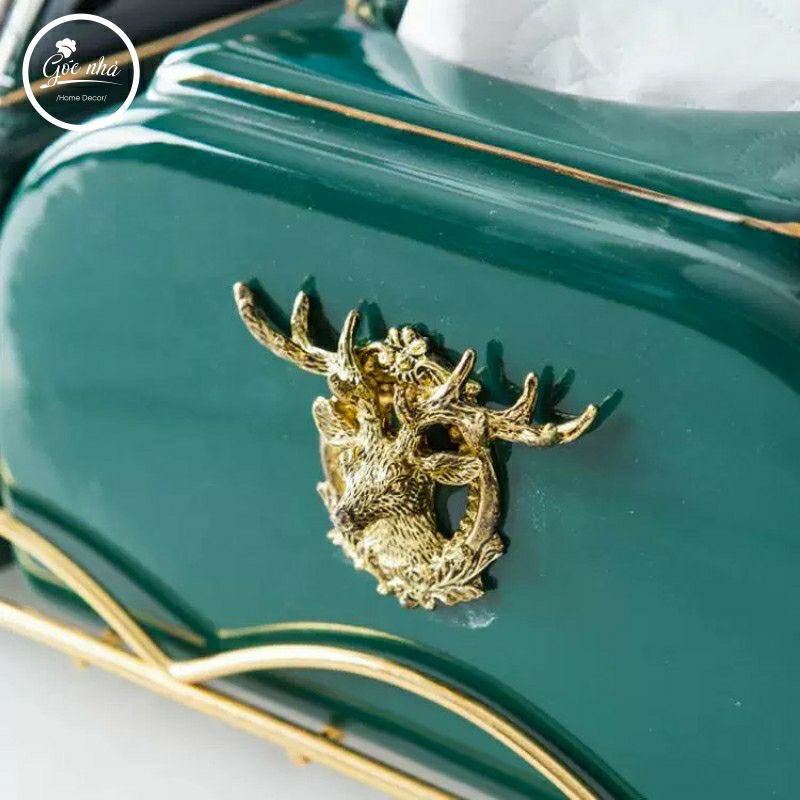 Set Hộp Khăn Giấy Khung Thép Hươu Nổi