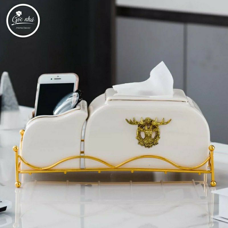 Set Hộp Khăn Giấy Khung Thép Hươu Nổi