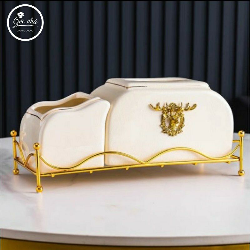 Set Hộp Khăn Giấy Khung Thép Hươu Nổi