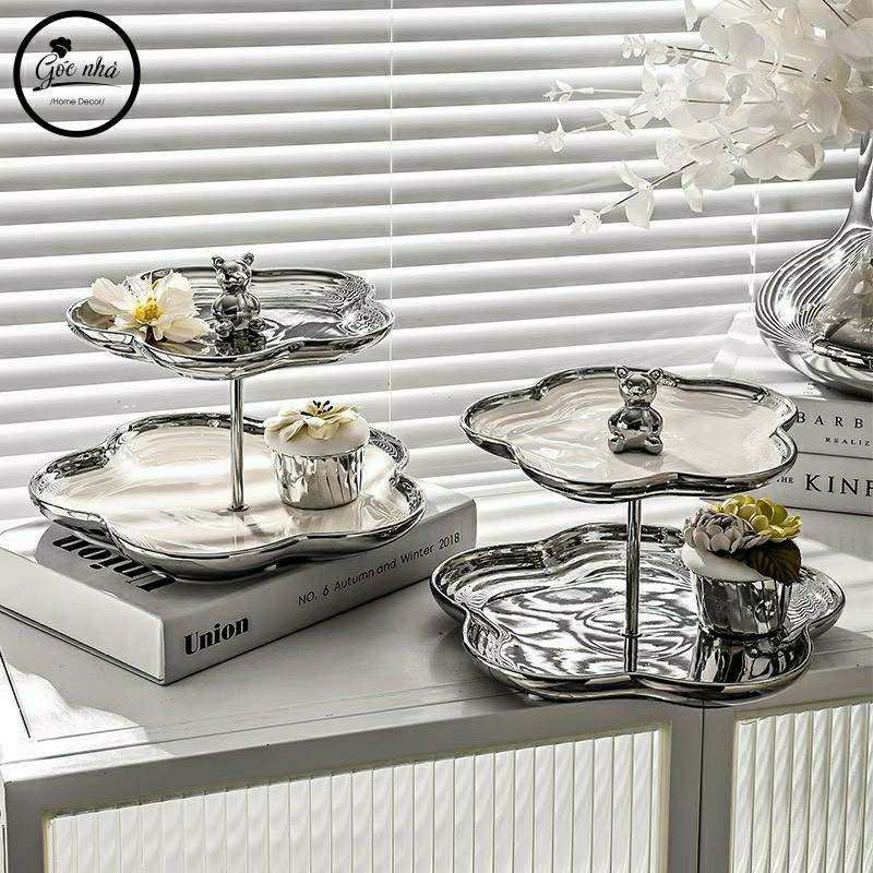 Khay Bánh Hoa 5 Cánh Silver