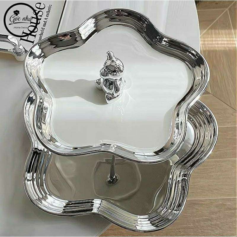 Khay Bánh Hoa 5 Cánh Silver