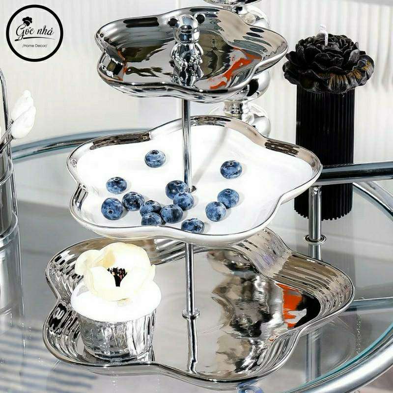 Khay Bánh Hoa 5 Cánh Silver