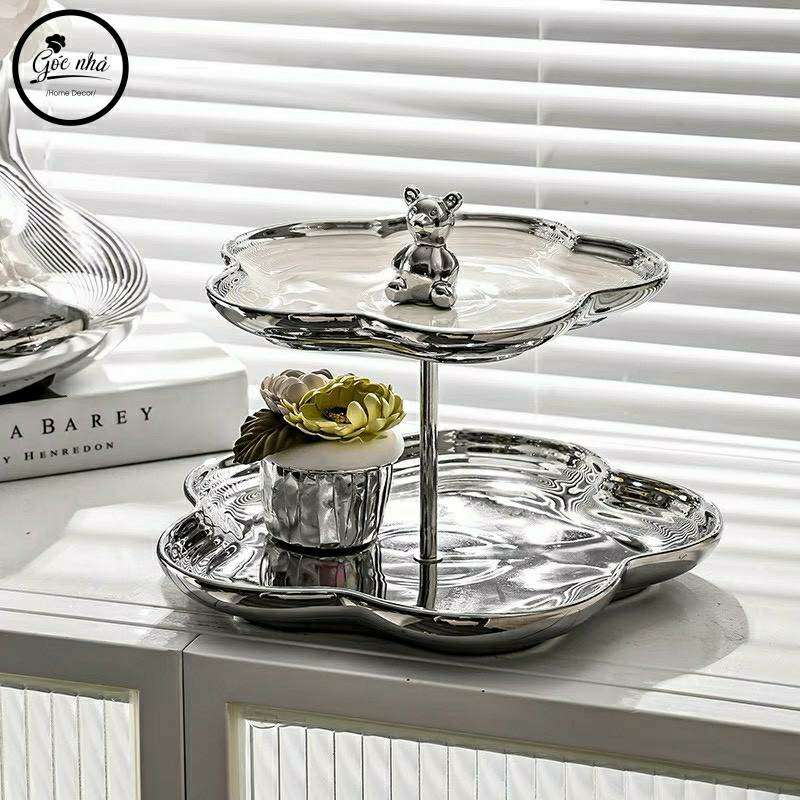 Khay Bánh Hoa 5 Cánh Silver