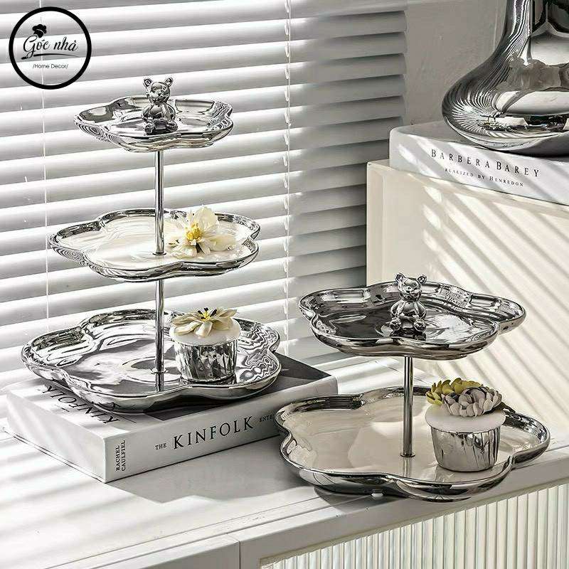 Khay Bánh Hoa 5 Cánh Silver