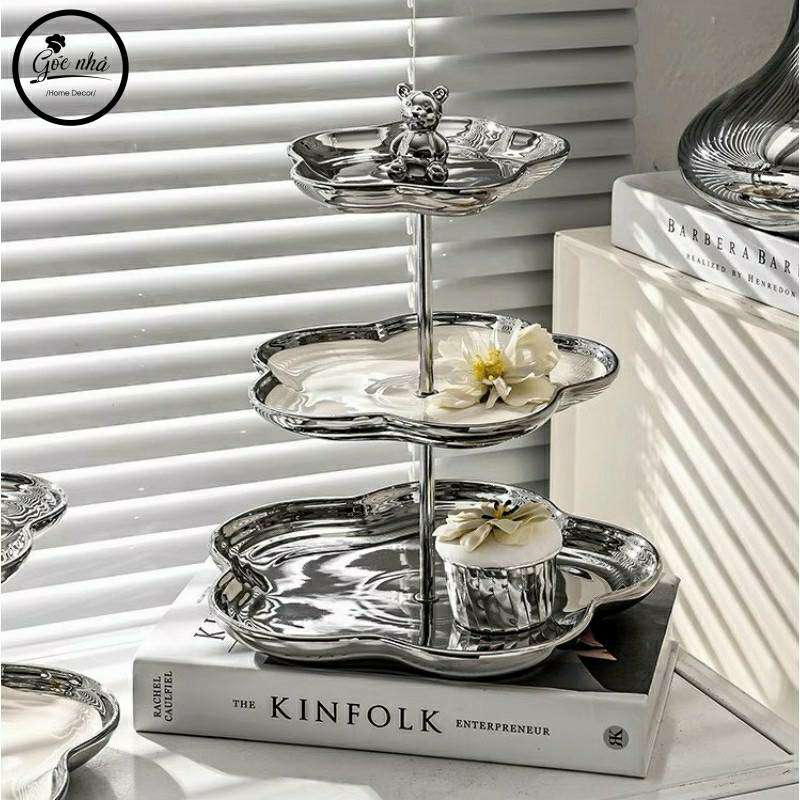 Khay Bánh Hoa 5 Cánh Silver