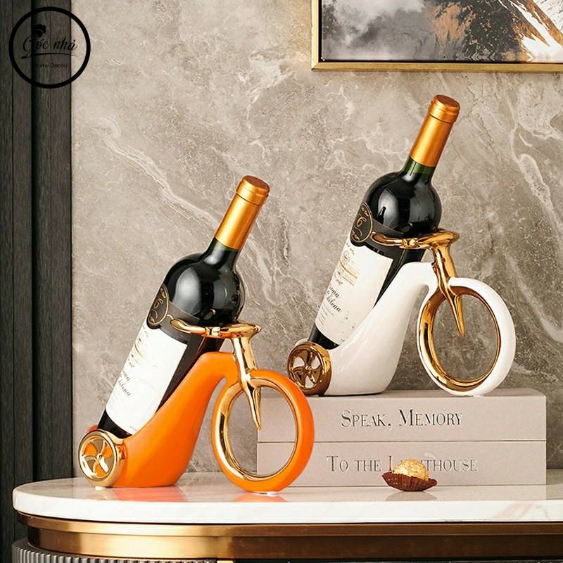 Kệ để rượu sứ decor  hình xe đạp
