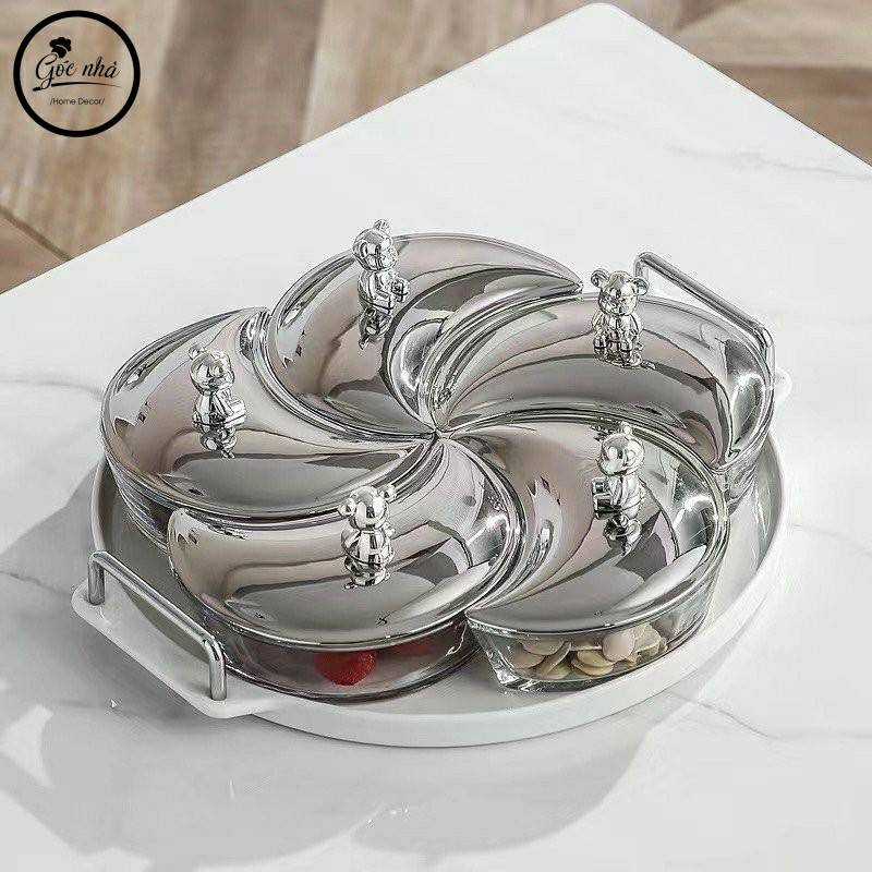 Khay mứt Dragon tròn mâm sứ cao cấp