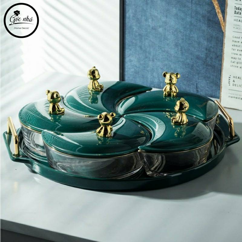 Khay mứt Dragon tròn mâm sứ cao cấp