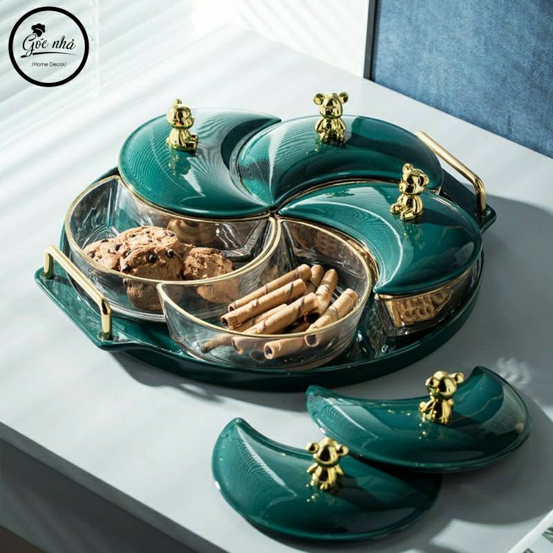 Khay mứt Dragon tròn mâm sứ cao cấp