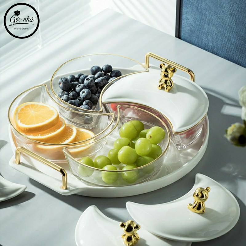 Khay mứt Dragon tròn mâm sứ cao cấp