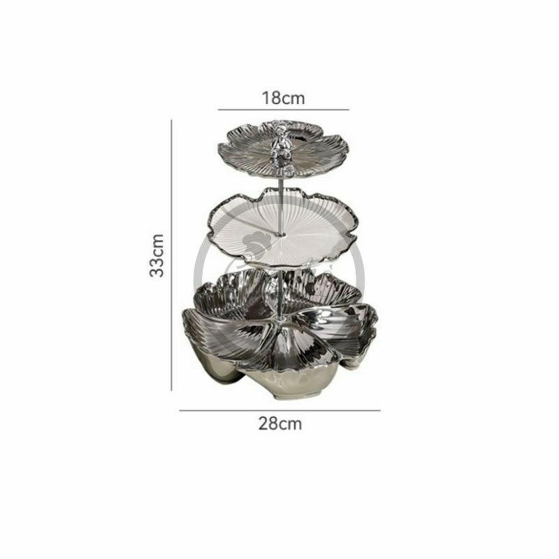 Khay bánh silver Floral