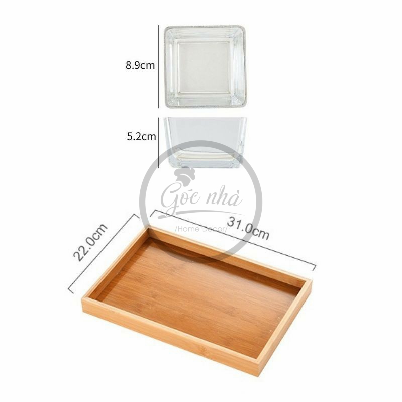 Khay Mứt Khung Gỗ Hủ Thủy Tinh
