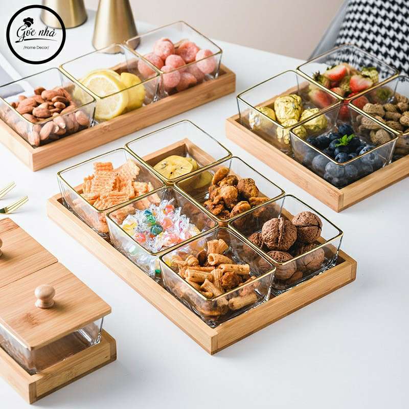 Khay Mứt Khung Gỗ Hủ Thủy Tinh