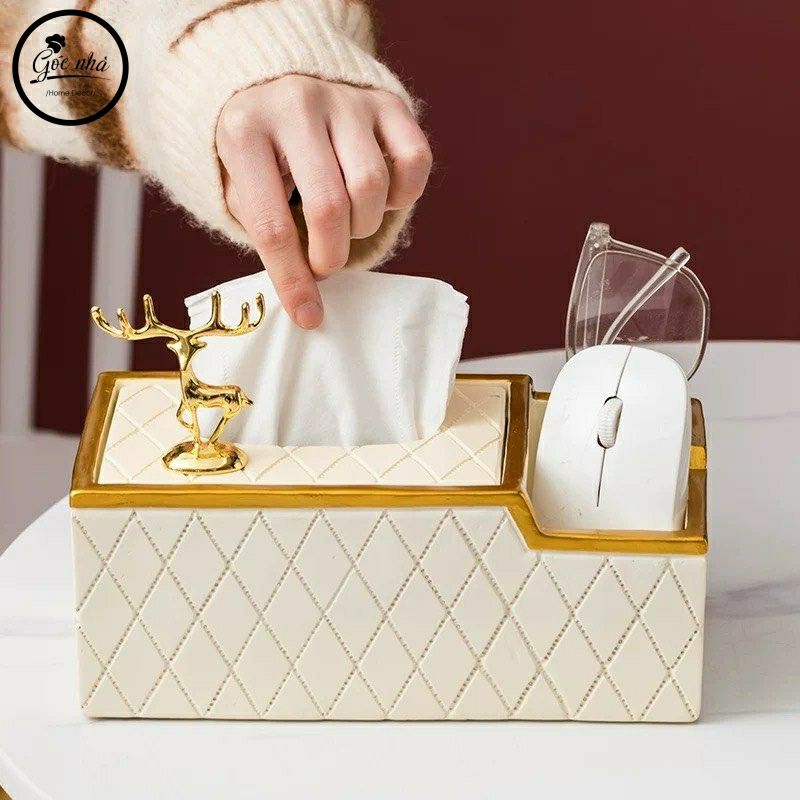 Hộp giấy kẻ trám 2 ngăn cao cấp