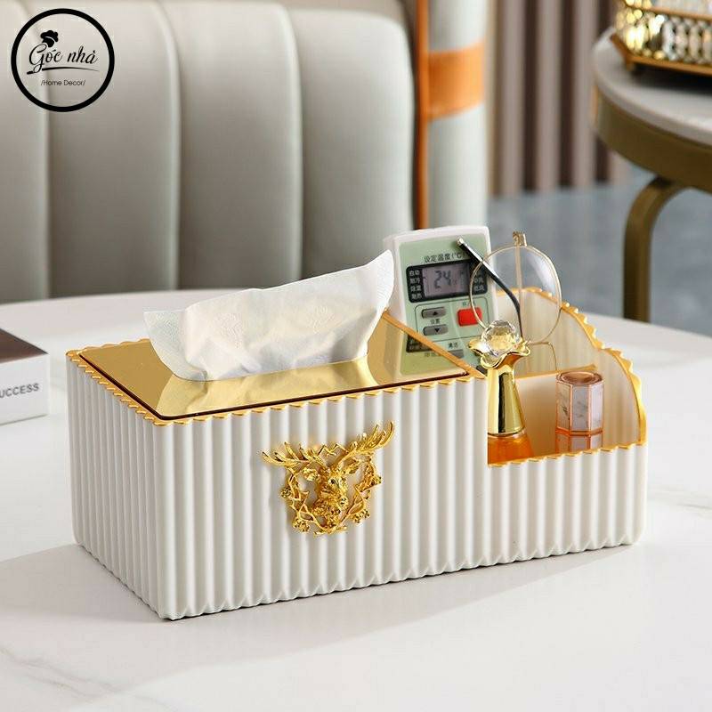 Hộp giấy kẻ sọc 3 ngăn cao cấp