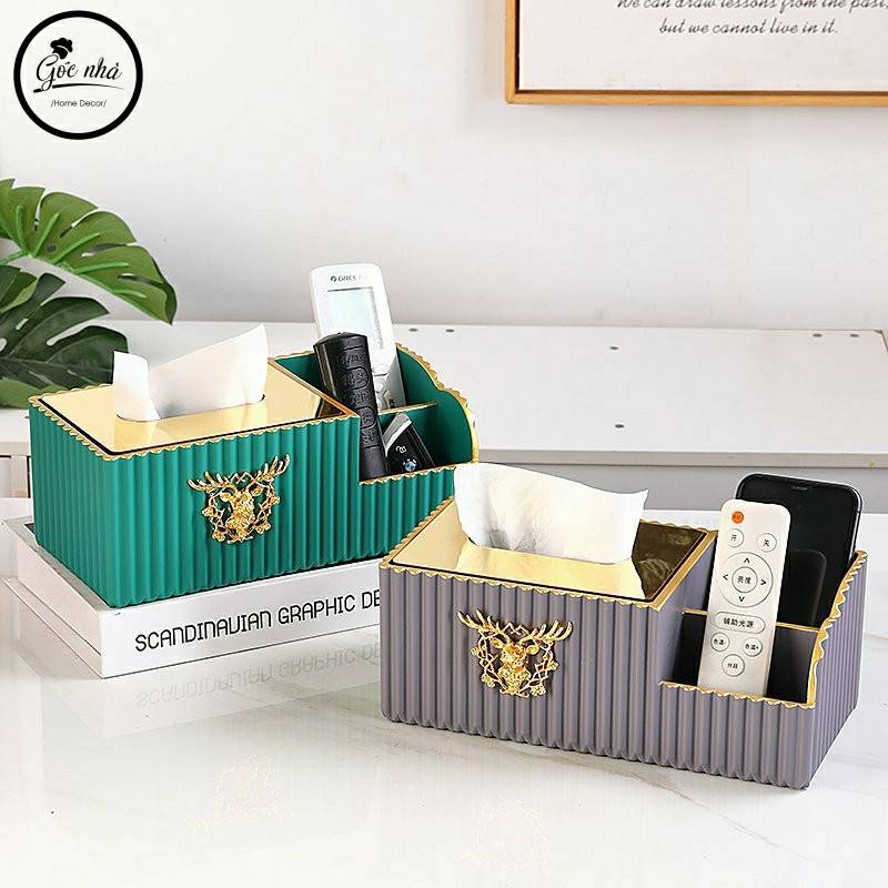 Hộp giấy kẻ sọc 3 ngăn cao cấp