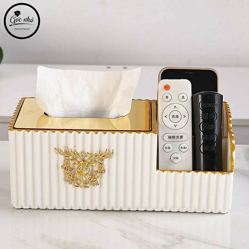 Hộp giấy kẻ sọc 3 ngăn cao cấp
